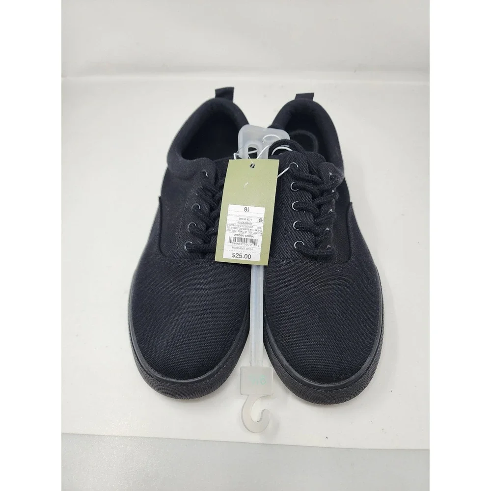 Goodfellow & Co Mens Low Top Lace Up Sneakers Black Canvas Casual Size 9.5